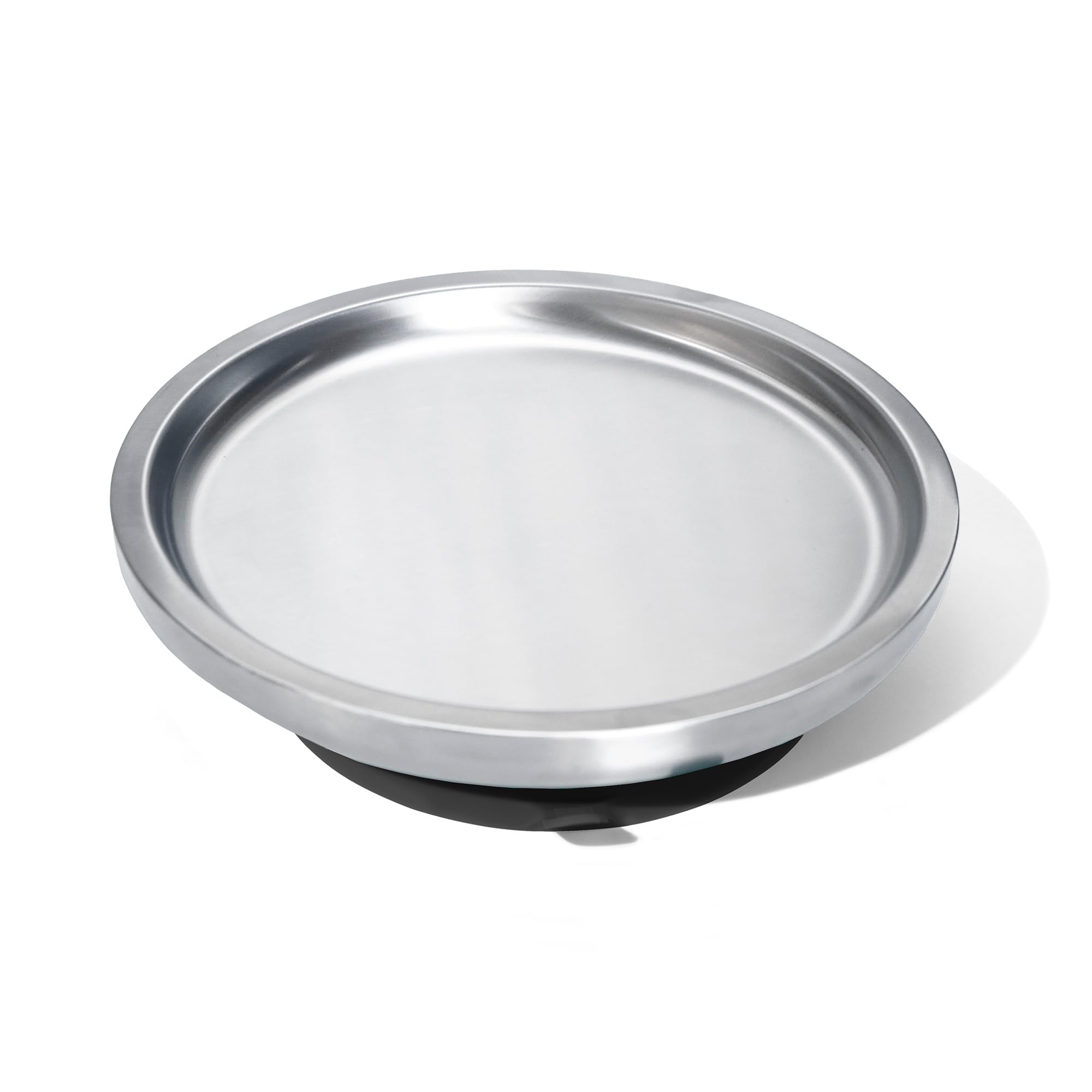 Avanchy Open Baby Plates with Suction – Stainless Steel Divided Plates for Toddlers, BPA-Free, Dishwasher Safe, Unbreakable, Non-Toxic, 100% Silicone Suction – Black