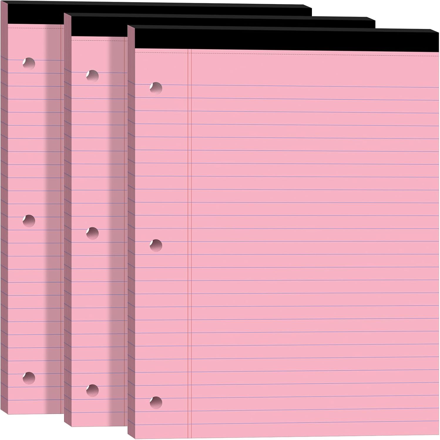 Legal Pads 8.5x11, White Notepads 8.5x11, Wide Ruled Lined with 3 Hole Punch, Loose Leaf Notebook Paper for 3 Ring Binders, 12 Pack, 30 Sheets/Pack, Perforate for School, Office, Home