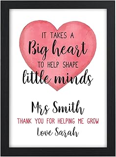 Personalised It Takes A Big Heart Teacher Print Gift - Teacher, Teacher Assistant, Nursery Thank You Gifts - Teacher Appreciation Gifts - End of School Term Gift - Christmas Gifts for Teacher