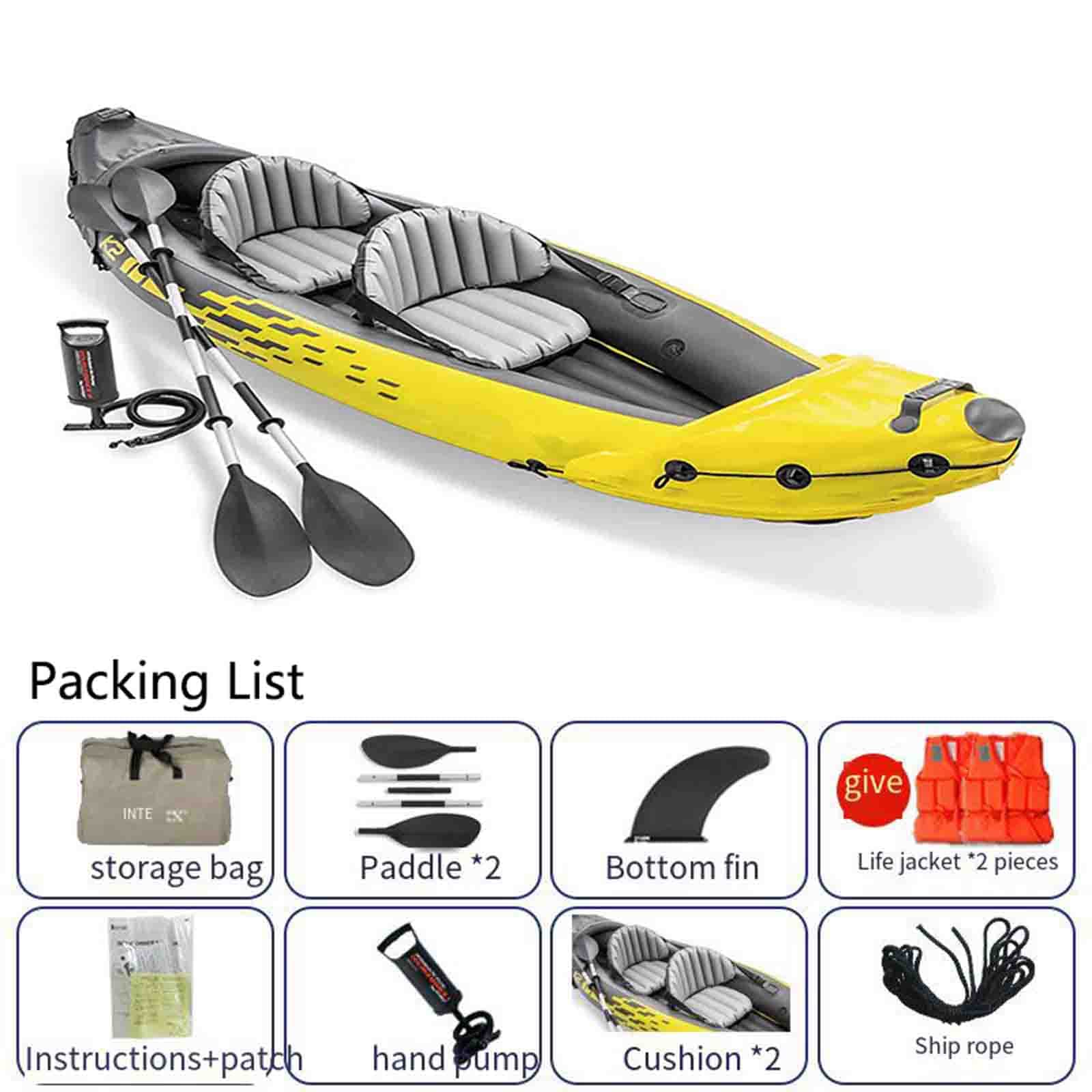 FJAUOQ Gonfiabile 2 Posti Super Capiente Canoa Gonfiabile Stabile e Leggera Kayak Gonfiabile Comodo e Maneggevole 2 Persone Set Completo Pronto all'Uso