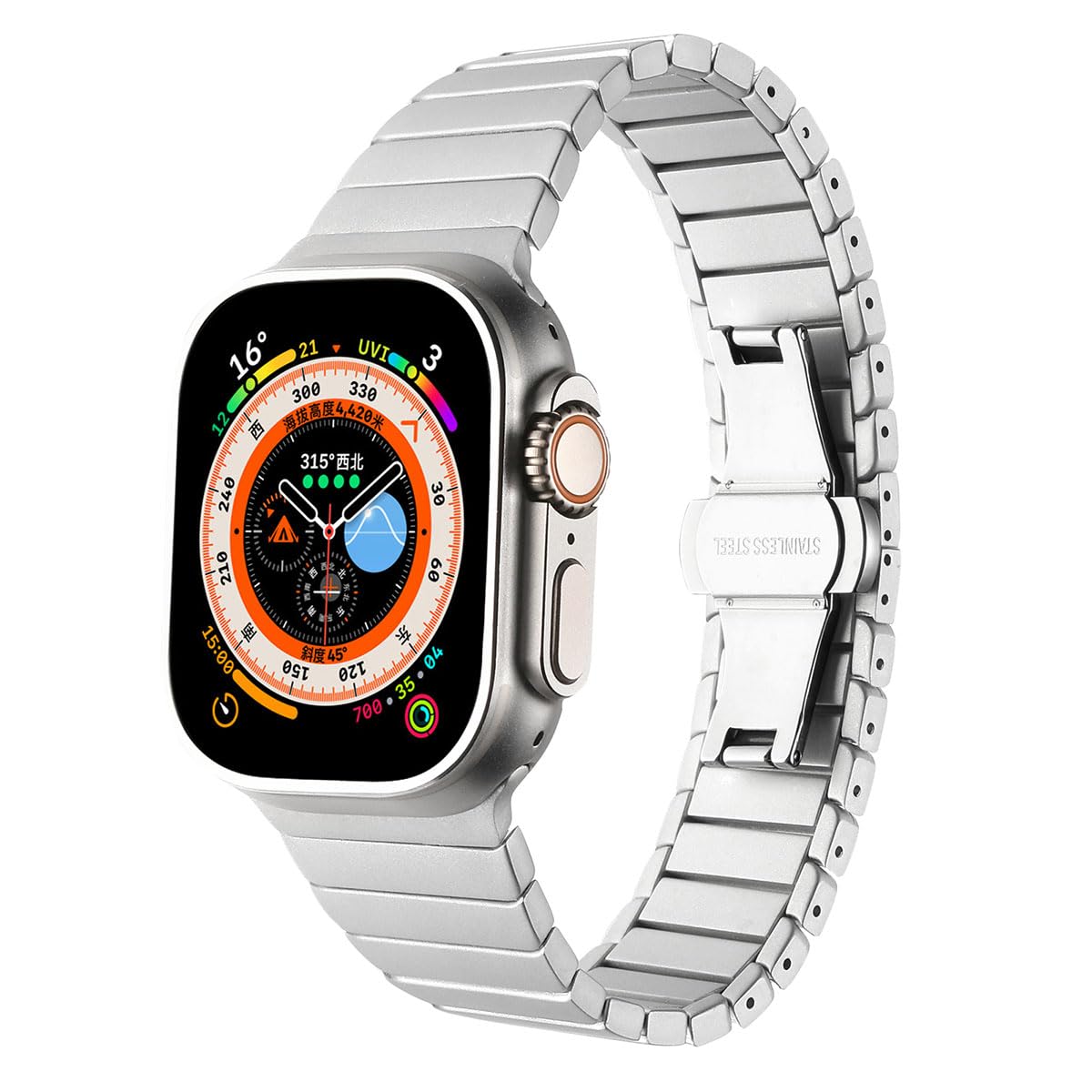 Zore Apple İle Uyumlu Watch Ultra 42/44/49mm Kordon KRD-79 Metal Strap Kayış Gri
