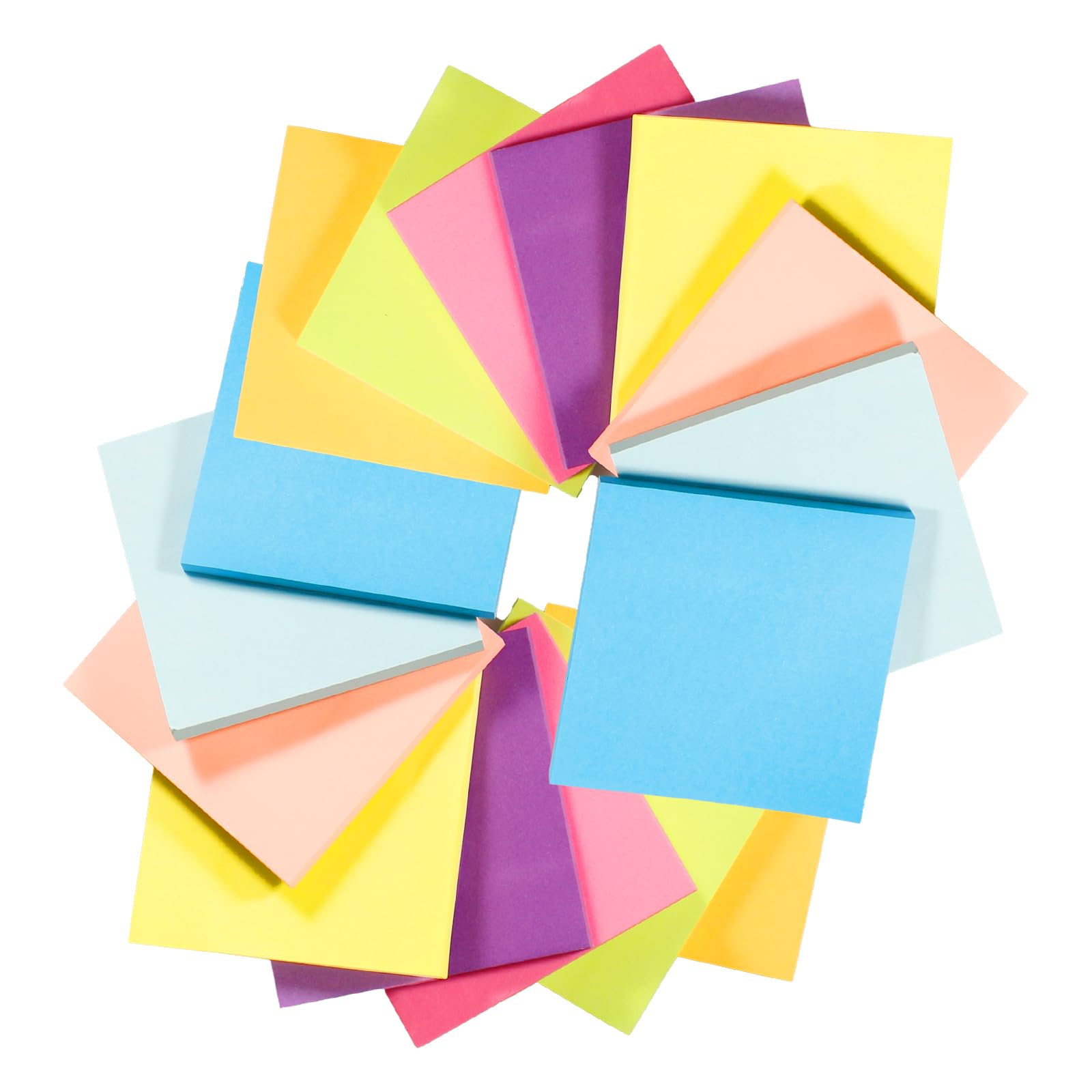 800 Pcs Sticky Notes, 76x76mm Self-Sticky Post It Notes, 16 Pads Coloured Post it Note Pack for School Supplies, Office, Home
