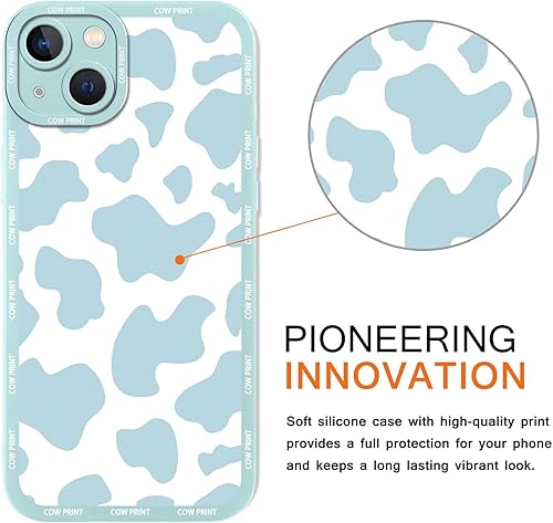Miniatura 5 de Paquete de 2 bonitas fundas de teléfono para Apple iPhone 13 de 6.1 pulgadas, funda protectora de silicona con estampado de vaca a la moda, delgada
