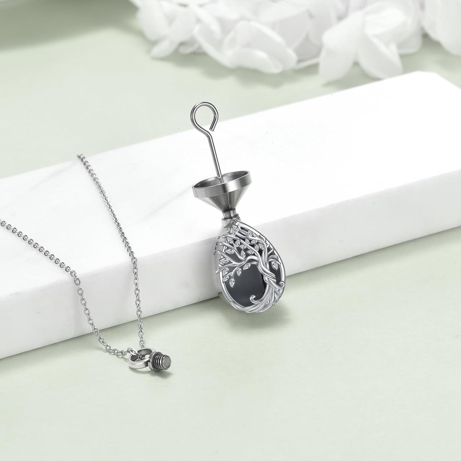 ONEFINITY Tree of Life Urn Necklaces for Ashes 925 Sterling Silver Tree of Life Crystal Cremation Jewelry for Ashes Memory Jewelry for Women Men - Image 2