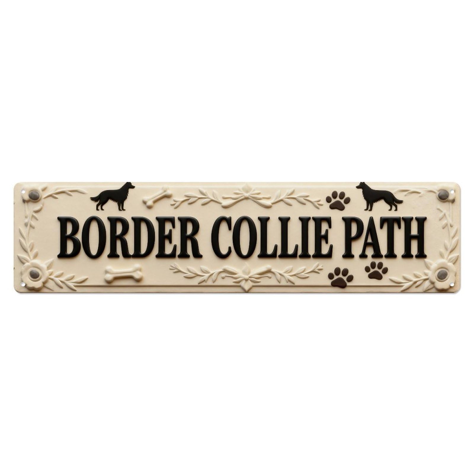 Border Collie Path Sign Design Metal Tin Sign Plaque