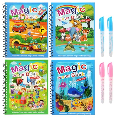 Ballery Libro di Pittura ad Acqua per Bambini Con 4 Penne, Libro da Colorare Magico, Giocattolo Regalo per Ragazzi e Ragazze