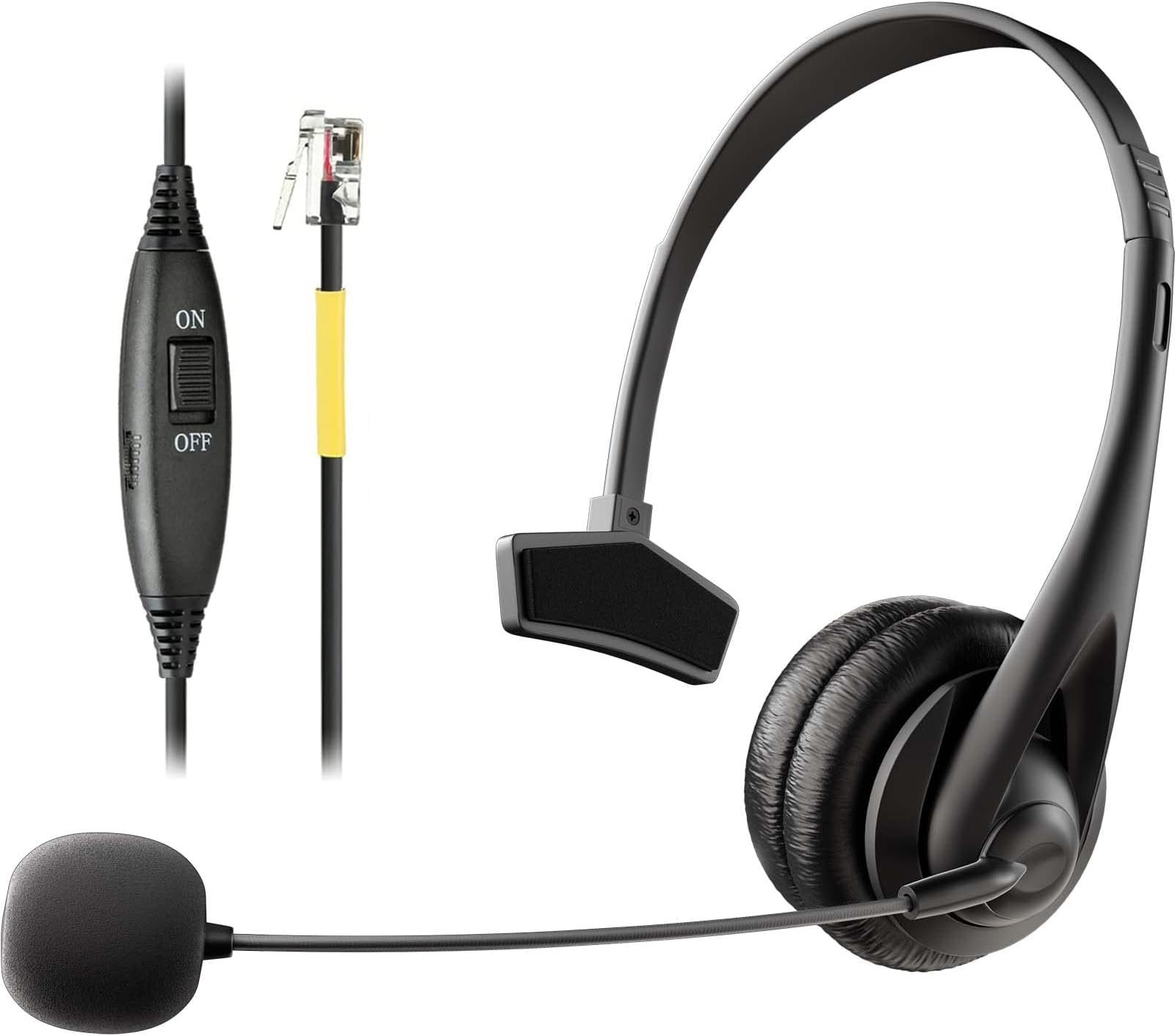 Phone Headset RJ9 with Microphone and Mic Noise Cancelling, Corded Telephone Headset Compatible with Mute Volume Control for IP Phones, Landline Desk Phone for Call Center Office