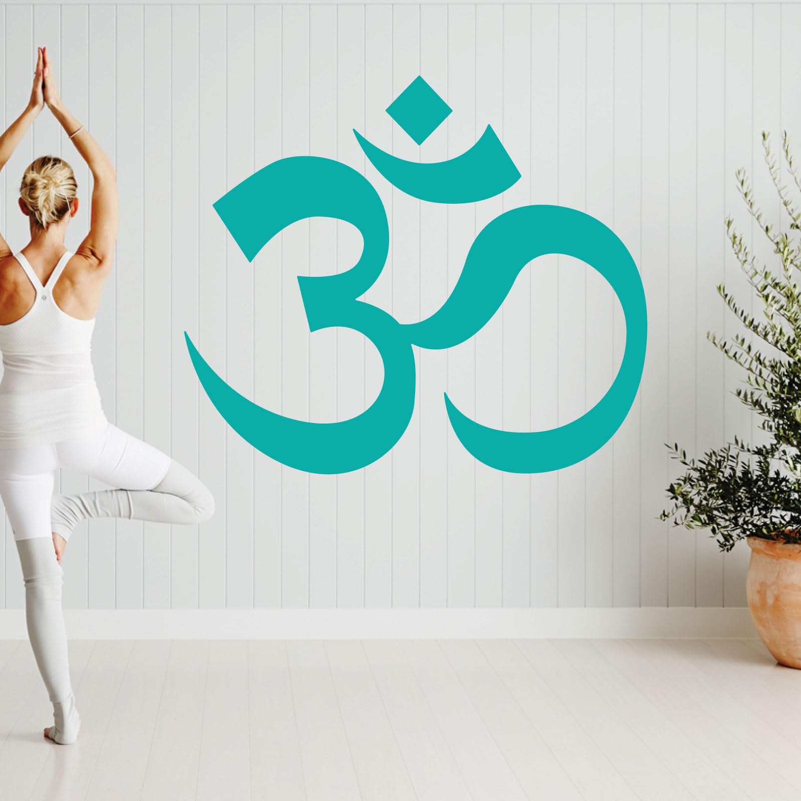 Om Symbol - Yoga Meditation - Studio Wall Art Sticker [Large] [Turquoise]
