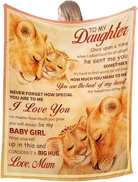 Vetbuosa Daughter Gifts - Fleece Blanket, Daughter Gifts from Mum, with Beautiful Saying, Birthday, Positive Encourage and Love Gifts for Daughter, 127x152cm Soft Throw Blanket