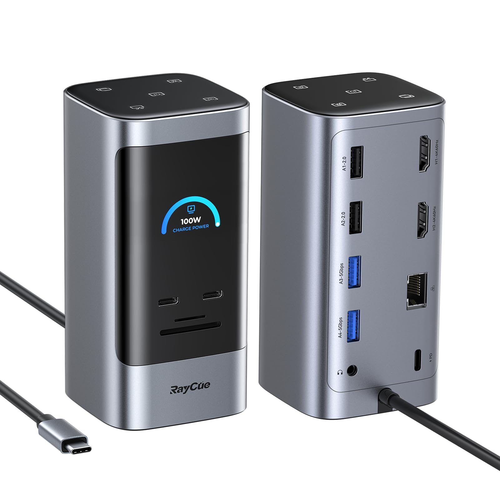 dual monitor docking station 4k hdmi usb ports shortcut button