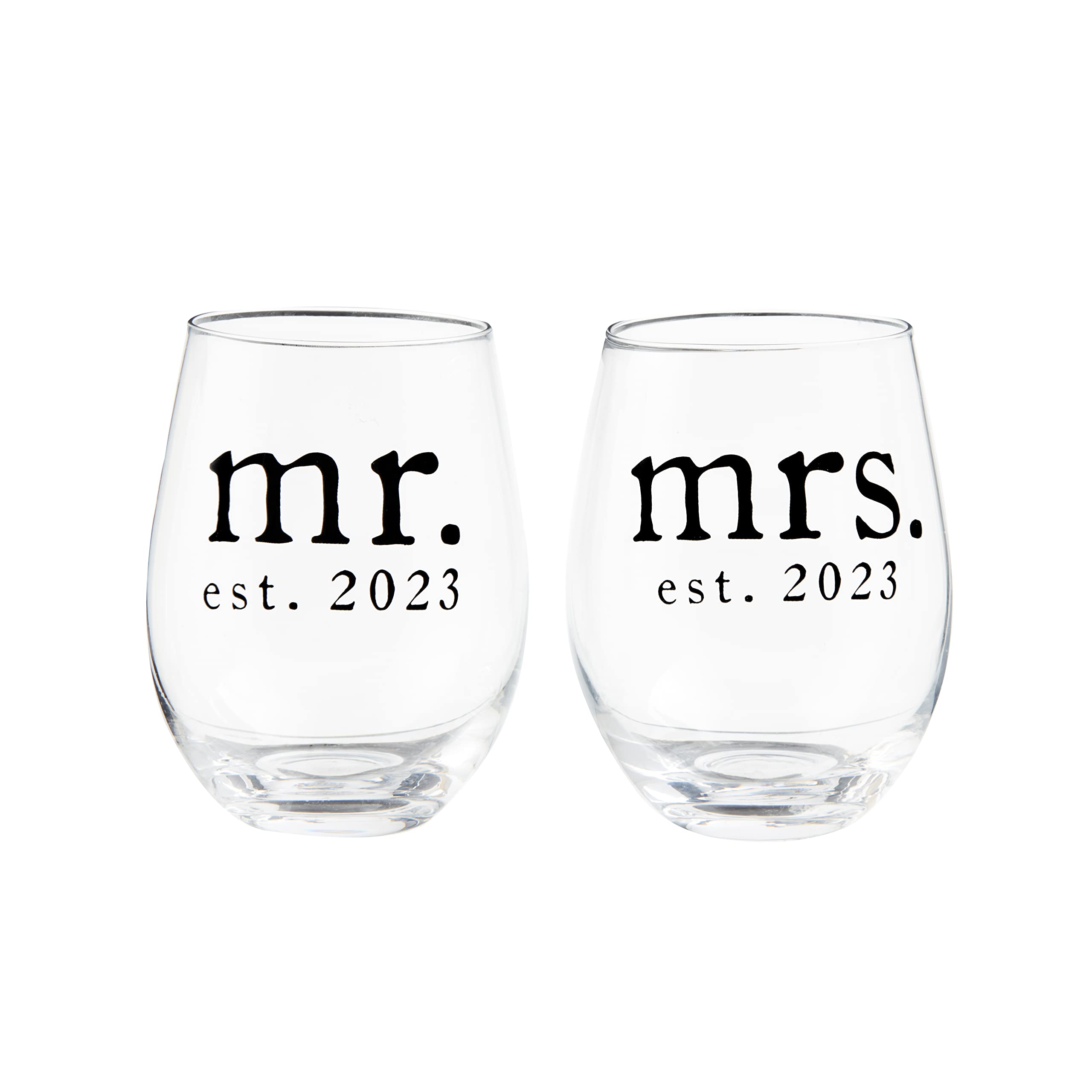 Verre à vin Mr Mrs 2023 Mud Pie pour vos dîners en amoureux