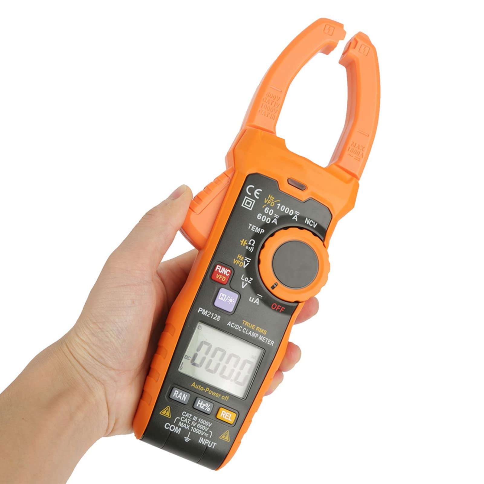PEAKMETER PM2128 Miernik cęgowy AC DC, Tester napięcia, Cyfrowy miernik cęgowy napięcia i prądu AC DC, Tester rezystancji i pojemności, Z podświetlanym wyświetlaczem i funkcją
