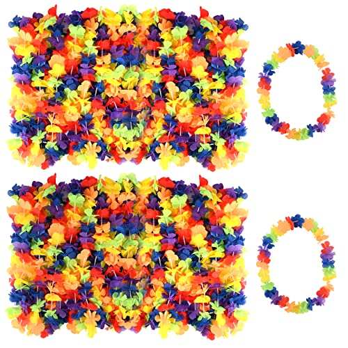 20 Piezas Coronas Hawaianas,Coloridas Decoraciones para Fiestas Hawaianas Guirnaldas,Suministros para Fiestas Tropicales Collares de Flores,Aloha,Luau,Carnaval,Playa de Verano,Boda (Color Todo)