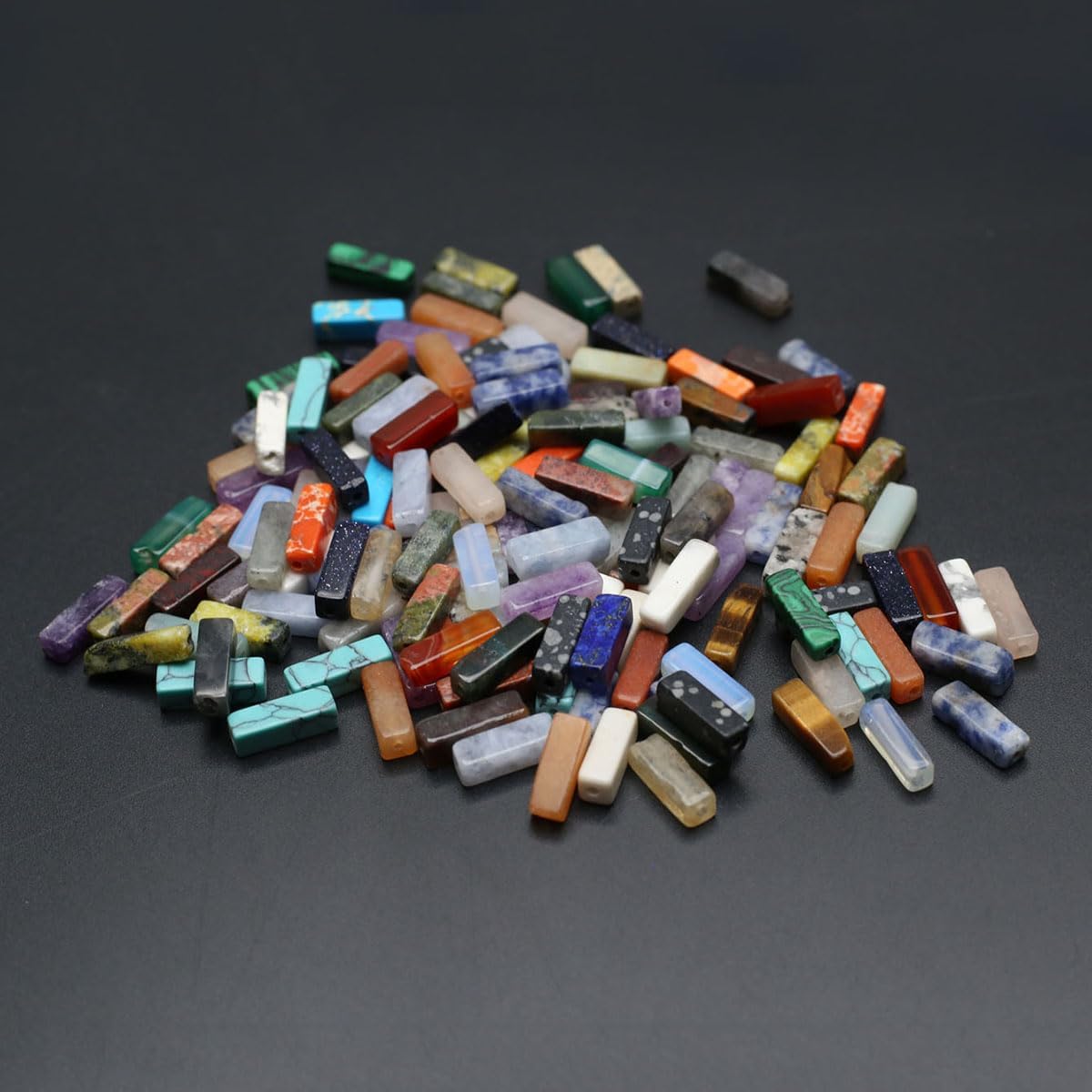 40 Pcs Healing Loose Beads Rectangle Shape Natural Necklace Stone Pendants Crystal Charms for Jewelry Making DIY Craft