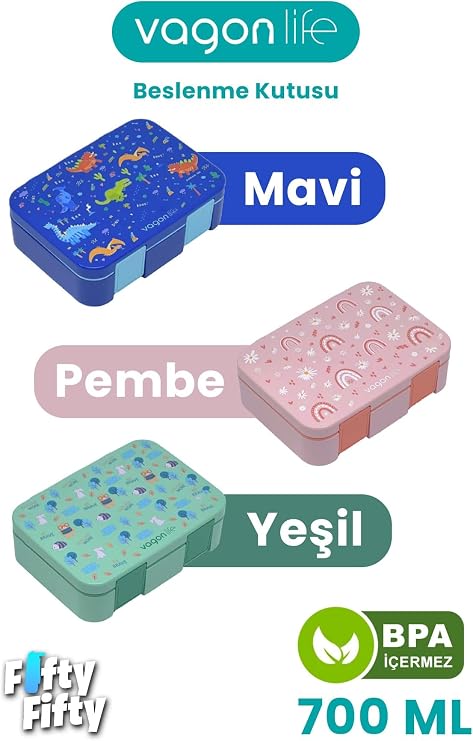700 ML Tek Kat Sızdırmaz,Karışmaz Üç Bölmeli Çocuk Beslenme Kutusu -FFB096-700