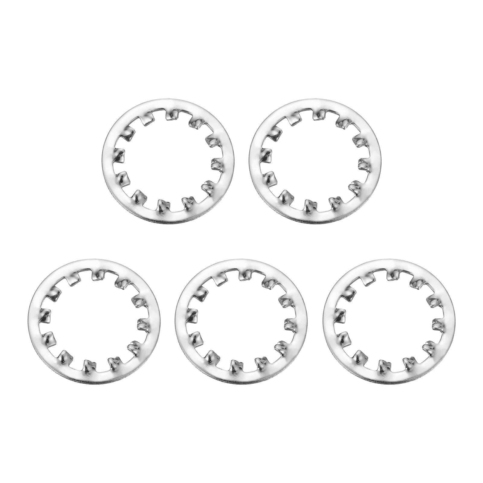 sourcing map 5Pcs 3/4 Internal Tooth Lock Washer, 304 Stainless Steel Multi-Tooth Star Washer Locking Fastener, Silver Tone