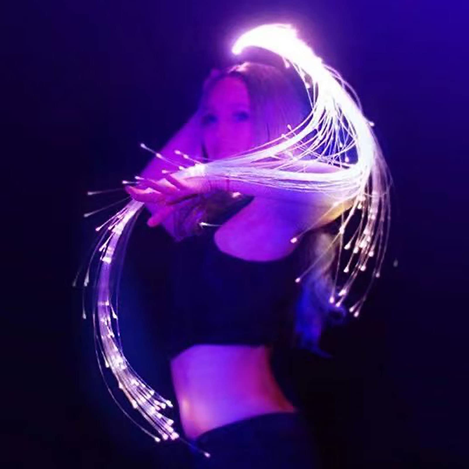 Látigo de Fibra óptica LED, látigo de píxel Recargable por USB, látigo de Espacio de Baile Giratorio de 360° de 6 pies/178 cm, 10 Modos Brillantes, 36 Colores, Juguete de Flujo Baile