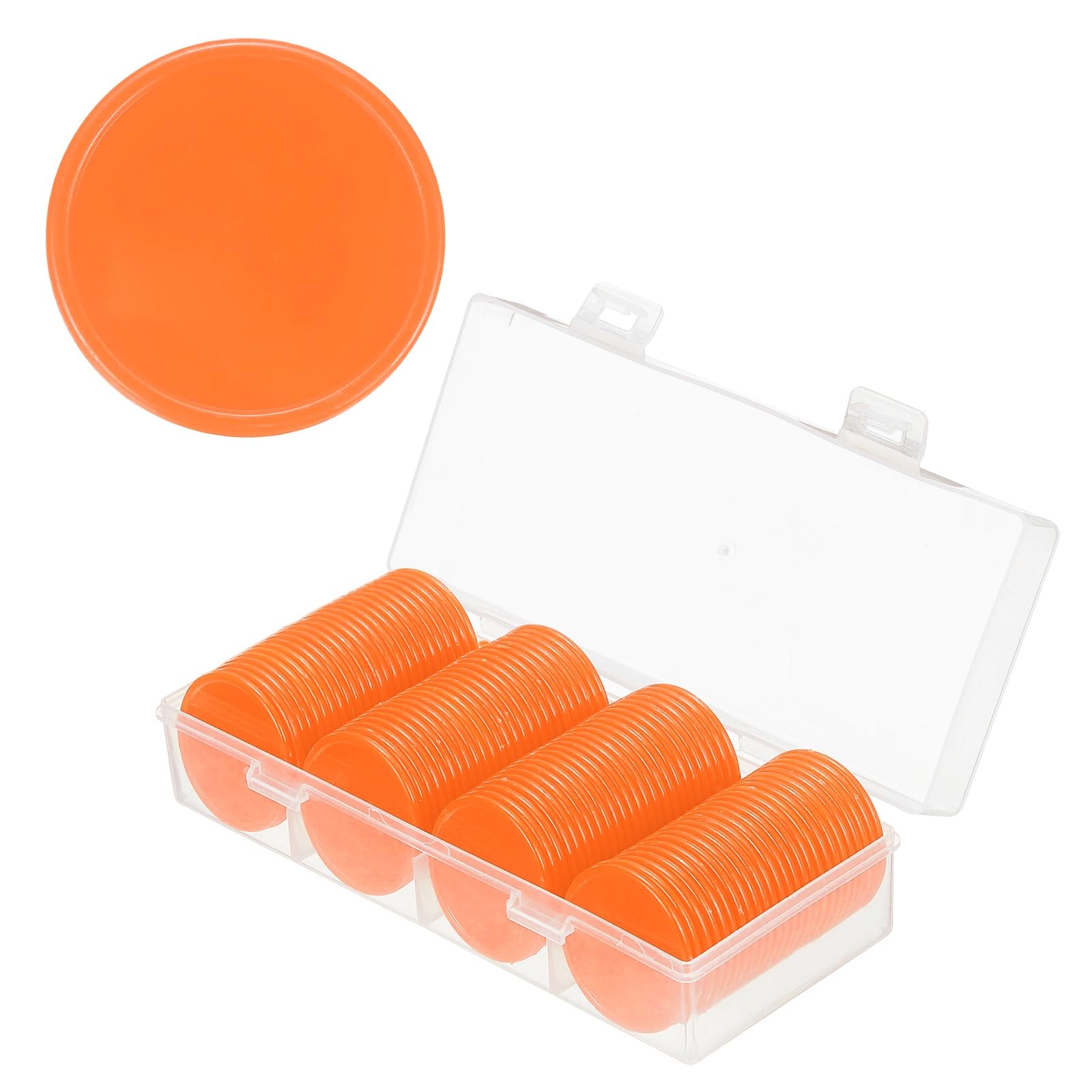 sourcing map 100Pcs Plastic Poker Chips, 37mm, Orange