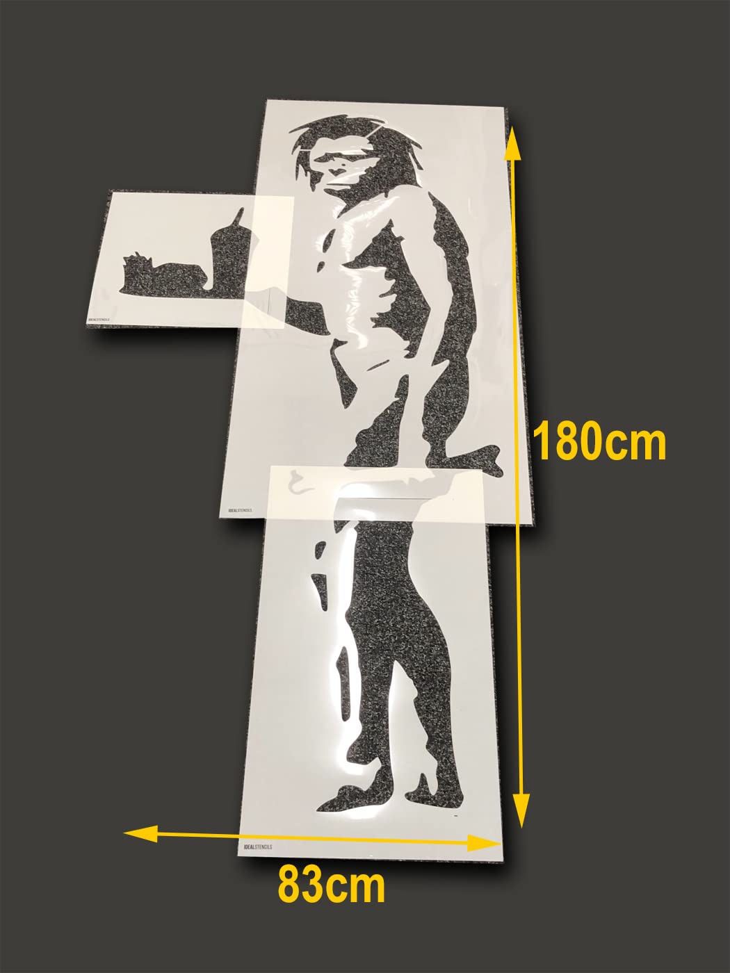 Ideal Stencils Banksy Höhlenmenschen-Schablone, lebensgroß – 180 cm hoch x 83 cm breit, wiederverwendbar
