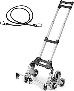 S AFSTAR Foldable Cart, Stair Climber Handcart w/Adjustable Handle & Fixed Hook Rope, Hand Truck w/ 180lbs Load Capacity
