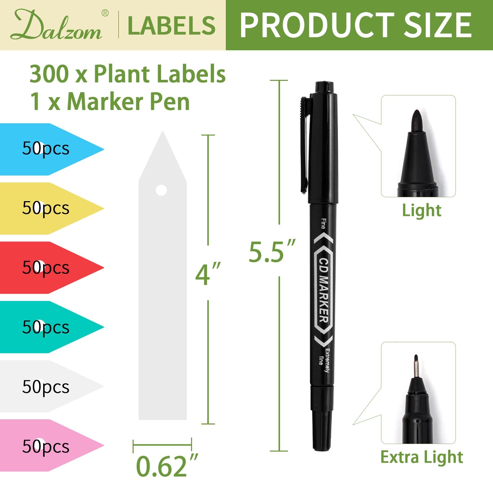 Close-up of the Dalzom plant label showing its smooth texture and the permanent marker ink.
