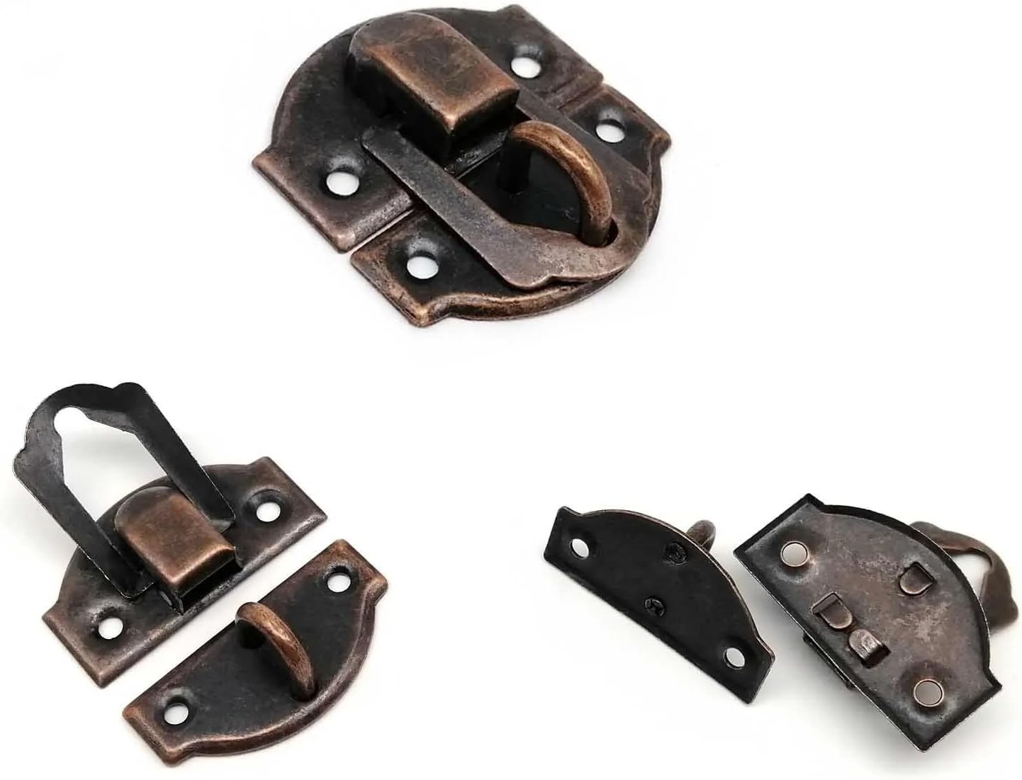 Jewelry Box Latch 20pcs Iron Box Latch Hasp Hook Clasp Trunk Toggle for Wooden Jewelry Chest Gift Wine Case Suitcase Can Placed Lock(C Silver)