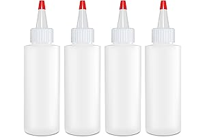 BRIGHTFROM 4 Oz Squeeze Bottle 4 Pack with Red Cap