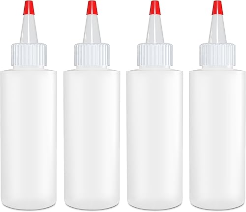 BRIGHTFROM Botellas para condimentos botella vacía para chorros de 4 onzas tapa superior roja a prueba de fugas para ketchup mostaza jarabe salsas