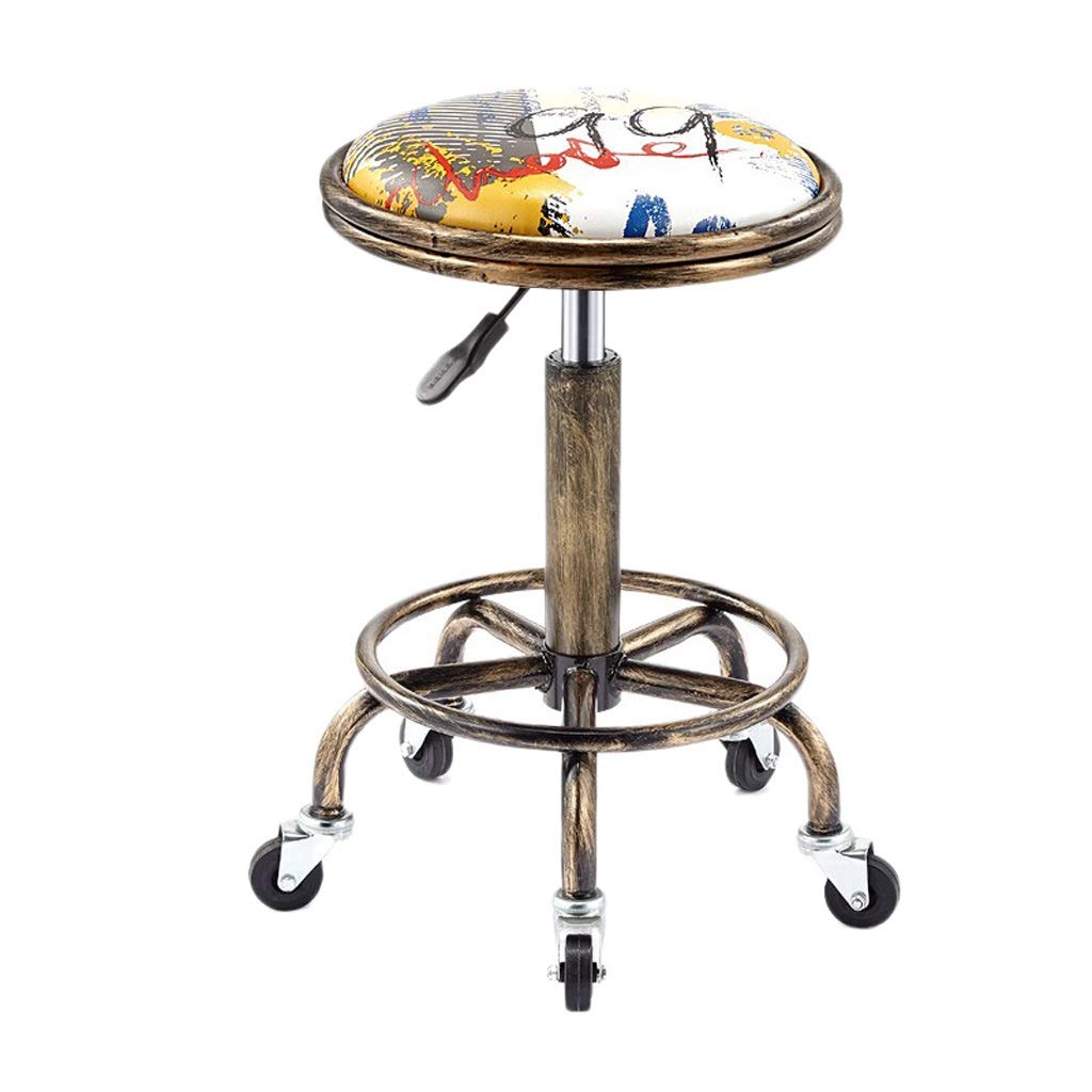 Tabouret salon de beauté rotatif - Siège coiffure manucure esthétique avec pulley
