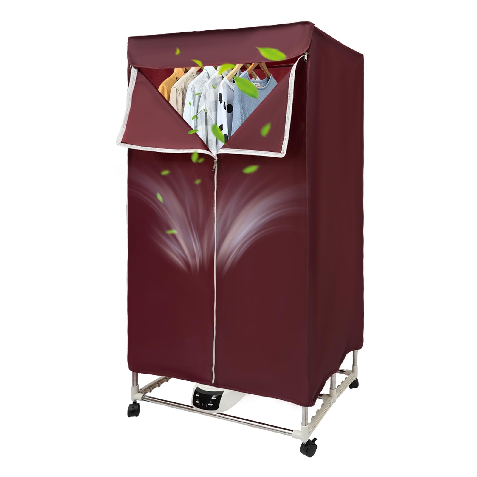 Elektrischer Wäscheständer, Wäschetrockner 1200-1500w 60-70℃ 70 X 50 X 150cm 4.3 Kg Mit Äußere Abdeckung Fernbedienung Für Häuser, Wohnungen, Schlafsäle (Burgunderrot)