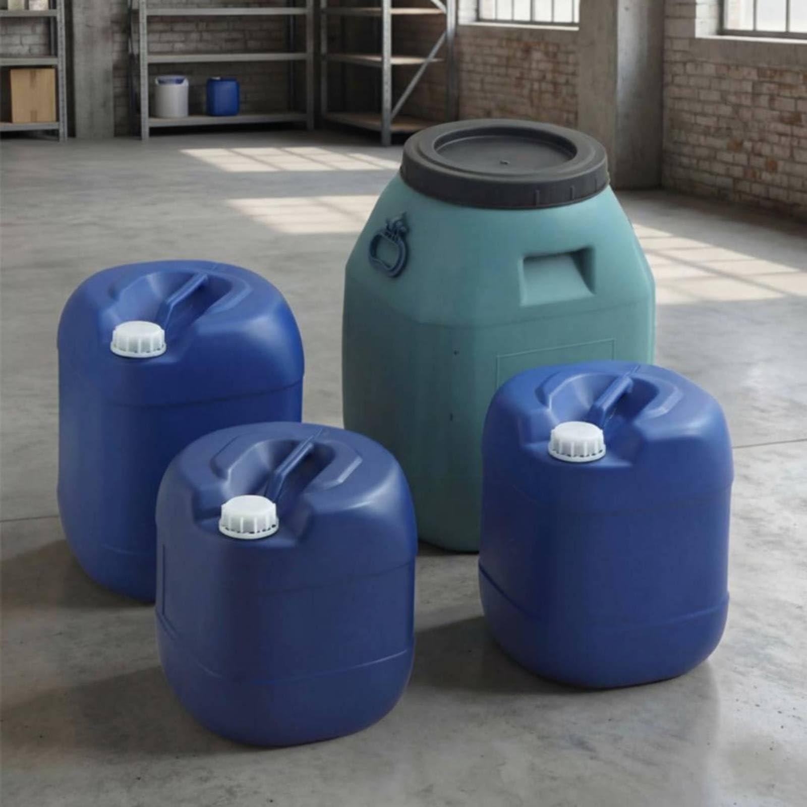 Bidón Químico Apilable Multiusos Barril Plástico Grueso Reutilizable Garrafa Plástica Industrial para Profesionales, Laboratorio, Almacén, Verde, XL