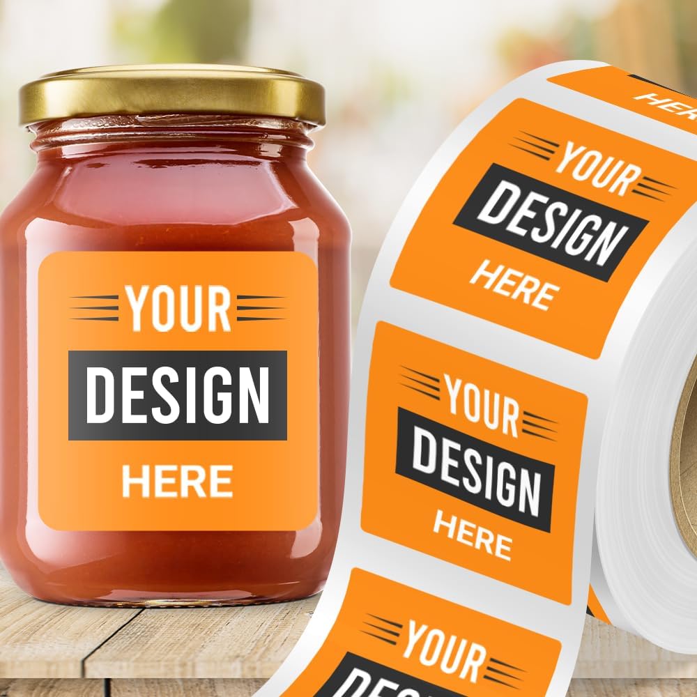 Custom Printed Standard Label Rolls - Square - 5 x 5 - Neon Orange - 125 Labels/Roll