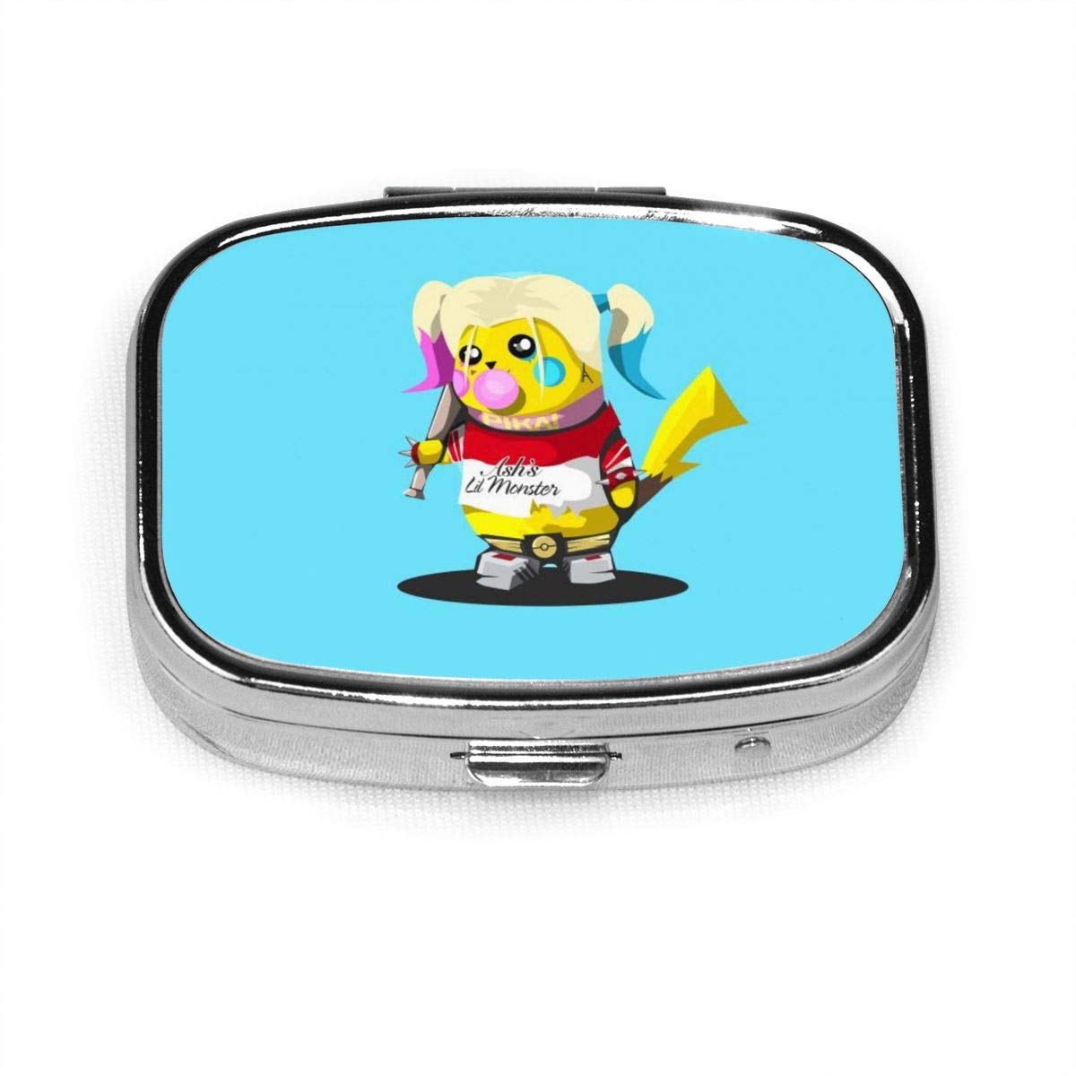 Harley Quinn Pikachu Pill Box Organizer Travel Pill Case Pocket Airtight Supplement Holder Portable Vitamin 2 Compartment Medicine Container