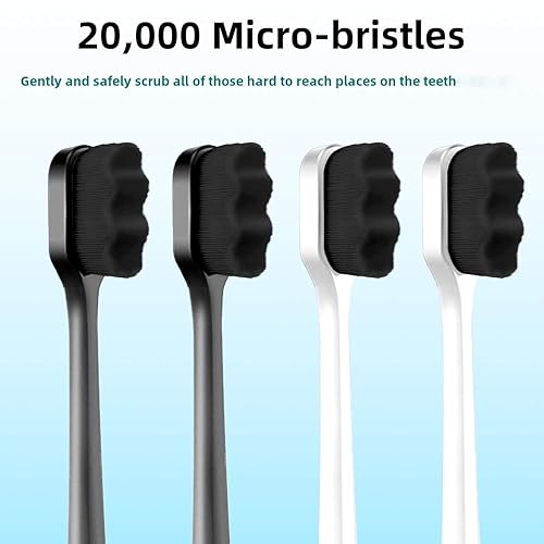 Miniatura 3 de Patelai 8 cepillos de dientes extra suaves para dientes sensibles, micro nano negro, cepillos de dientes manuales con 20000 cerdas de carbón