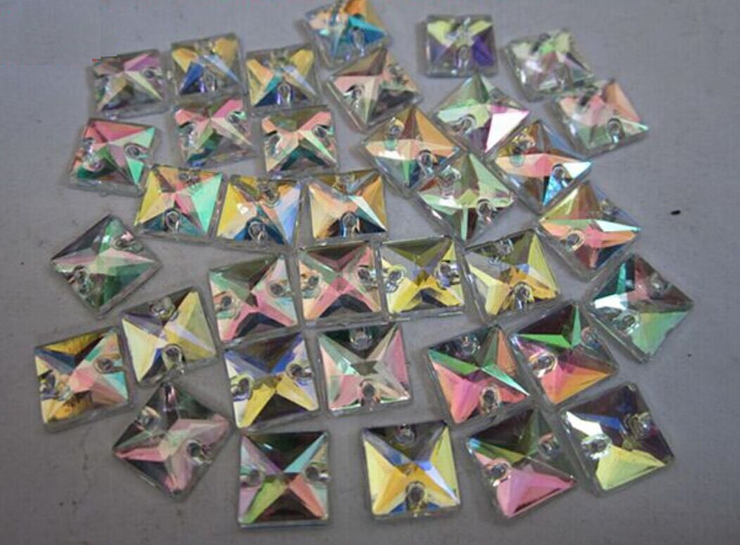 100pc Sew On Flatback 8 * 8mm Square Crystal Acrylic Rhinestone Jewel/Trim/Sewing