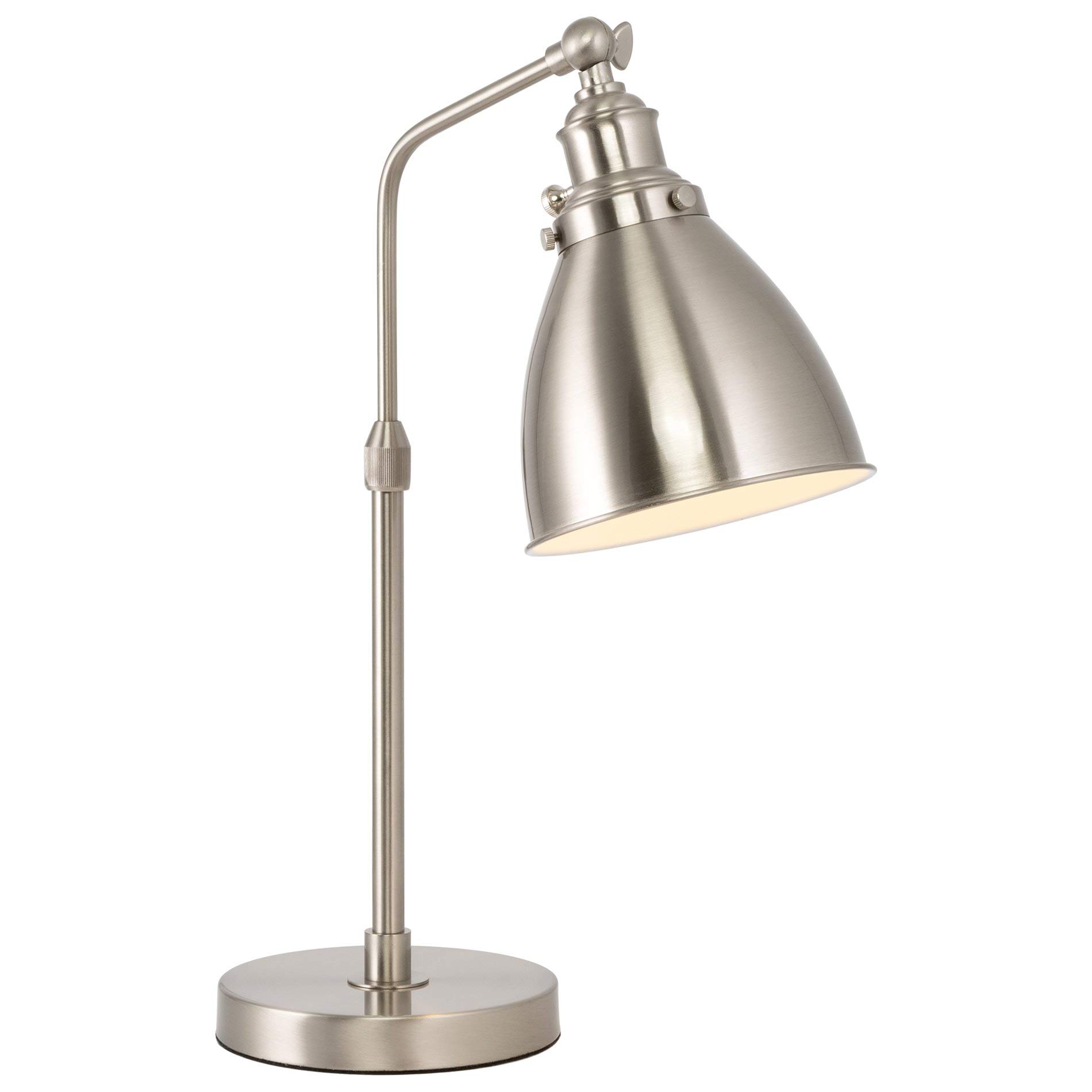 Kira Home Remy 19" Modern Industrial Desk Table Lamp with Adjustable Arm + 7W LED Bulb (Energy Efficient, 3000K Warm White), Brushed Nickel Finish