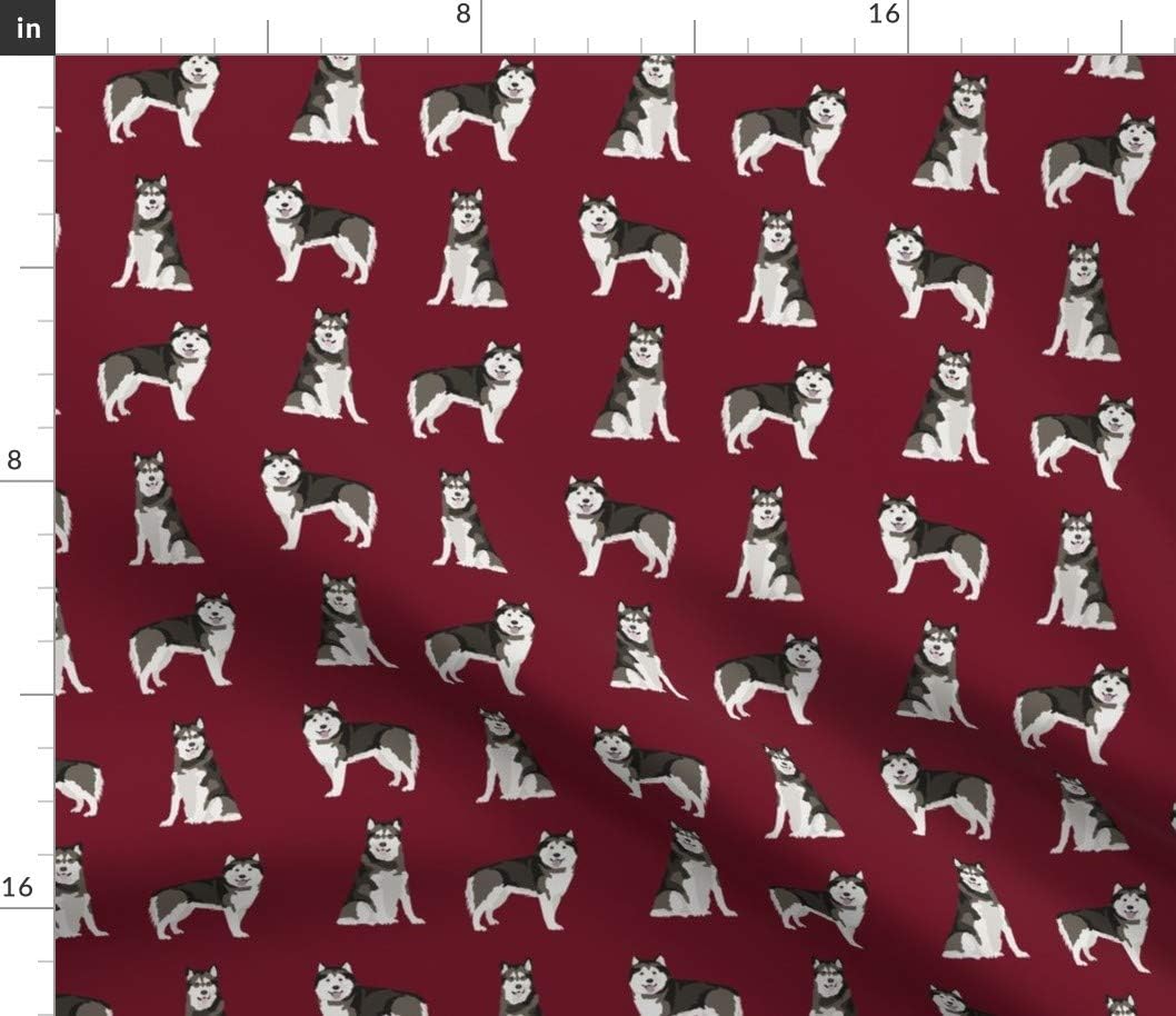 Spoonflower Fabric - Alaskan Malamute Dogs Breeds Pet Friendly Pets Portrait Printed on Petal Signature Cotton Fabric by The Yard - Sewing Quilting Apparel Crafts Decor