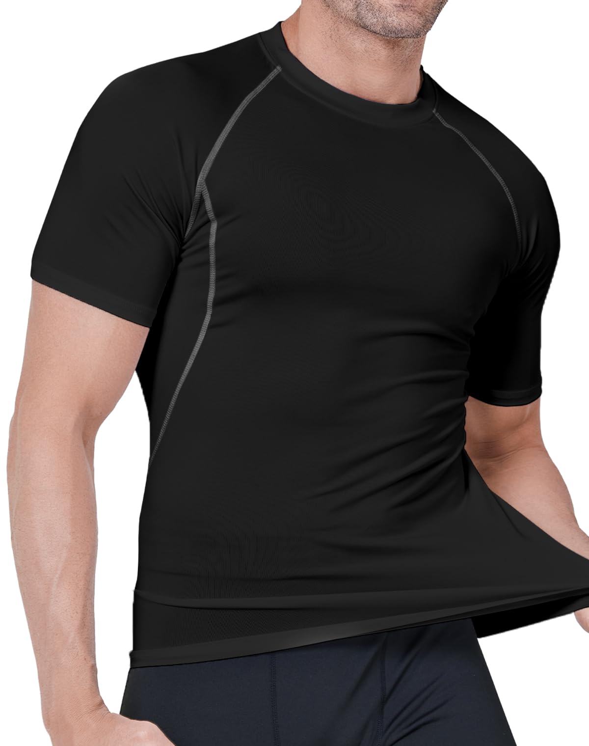 TELALEO Pack de 4 camisetas de compresión para hombre, manga corta/manga larga, camiseta funcional de secado rápido, transpirable, para fitness, correr, gimnasio, 2 mangas cortas+2 mangas largas