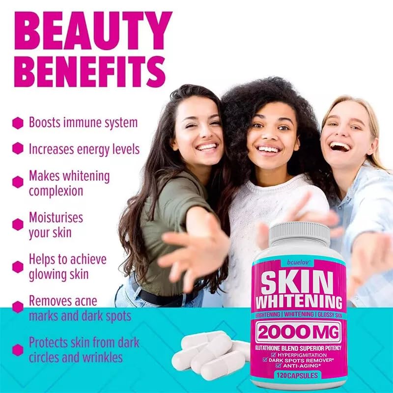 Glutathion Blanchiment de la peau 2000 mg (120 gélules) Support antioxydant puissant