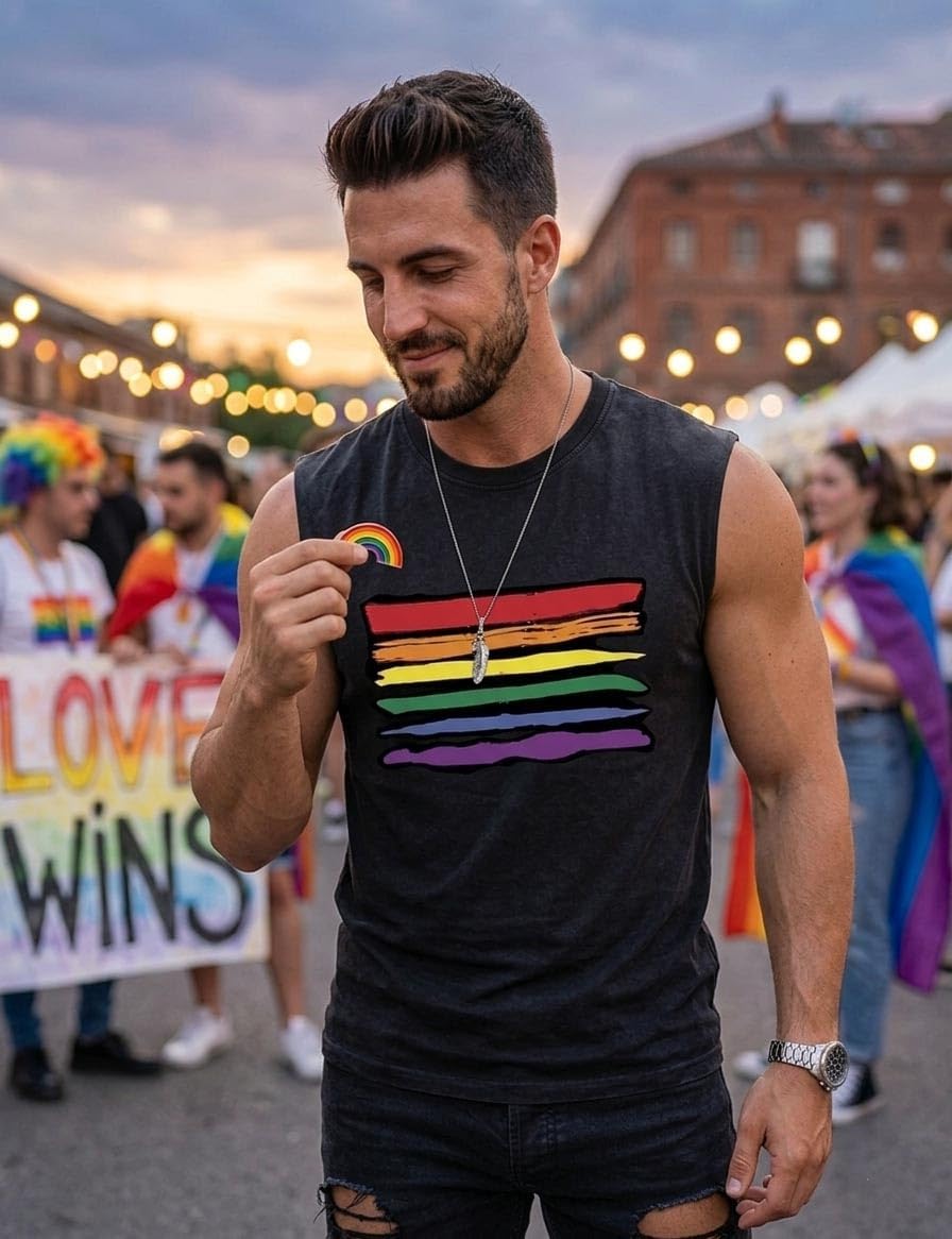 Men Pride LGBT Tank Tops Be You Love Wins Letter Print Shirt Graphic Gay Pride Sleeveless Shirt Tee