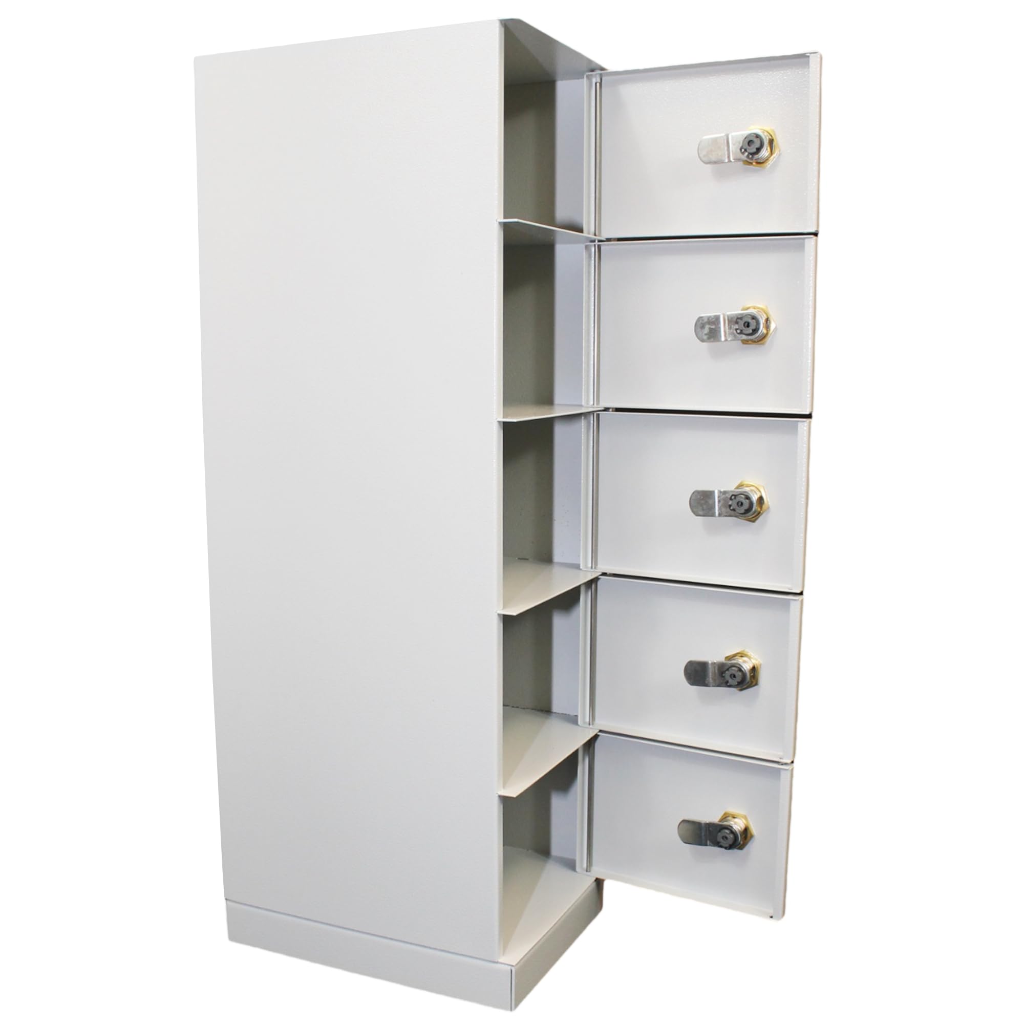 LEOMAR Armadietto Portatelefoni per Aziende e Scuole, Armadio di Sicurezza in Acciaio per Smartphone, 5 Scomparti con Chiavi, Cassetta da Parete 53 × 15 × 20 cm, Colore Grigio
