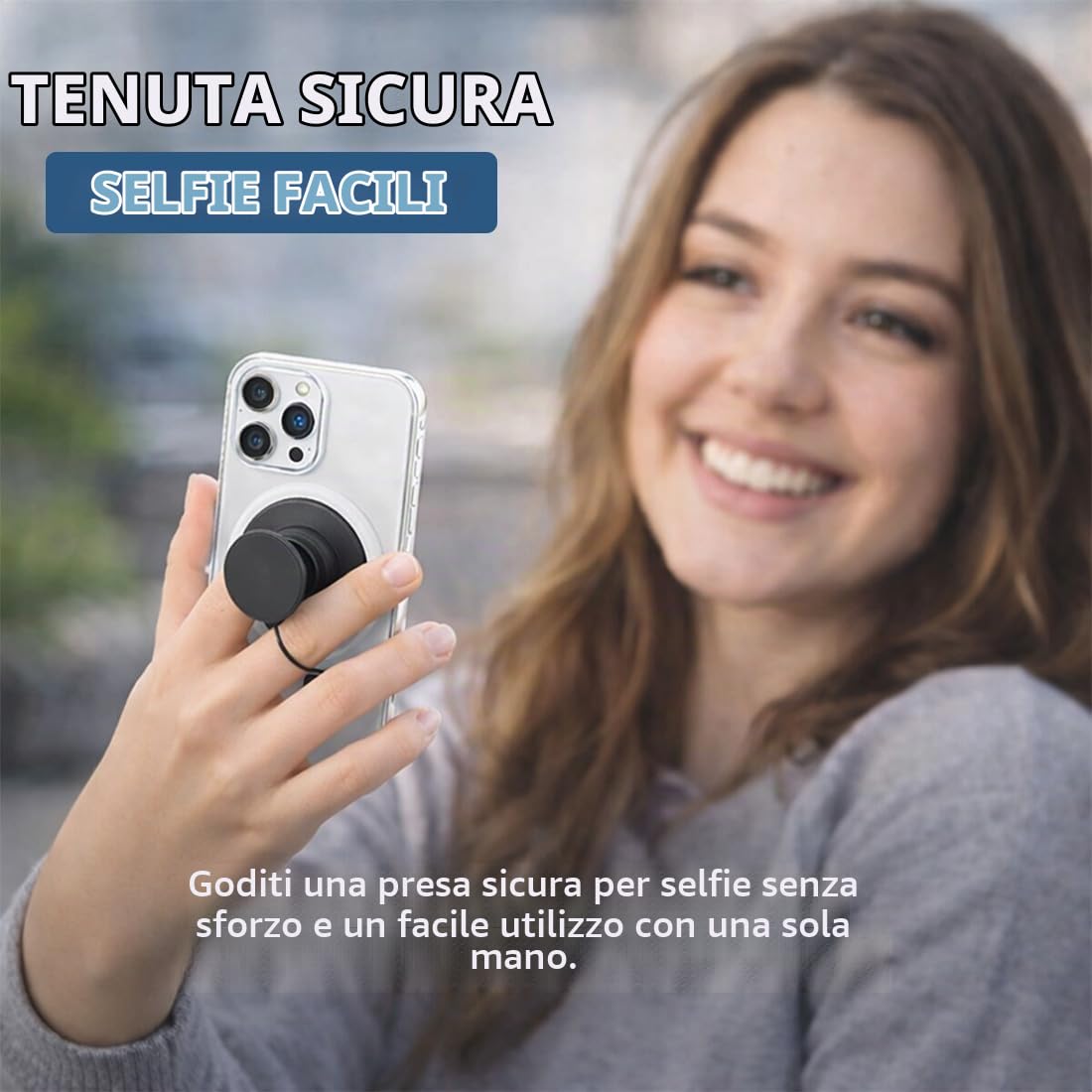 Anello Magnetico In Silicone Per IPhone 17/16/15/14/13/12 – Impugnatura E Supporto Con Magnete N52M