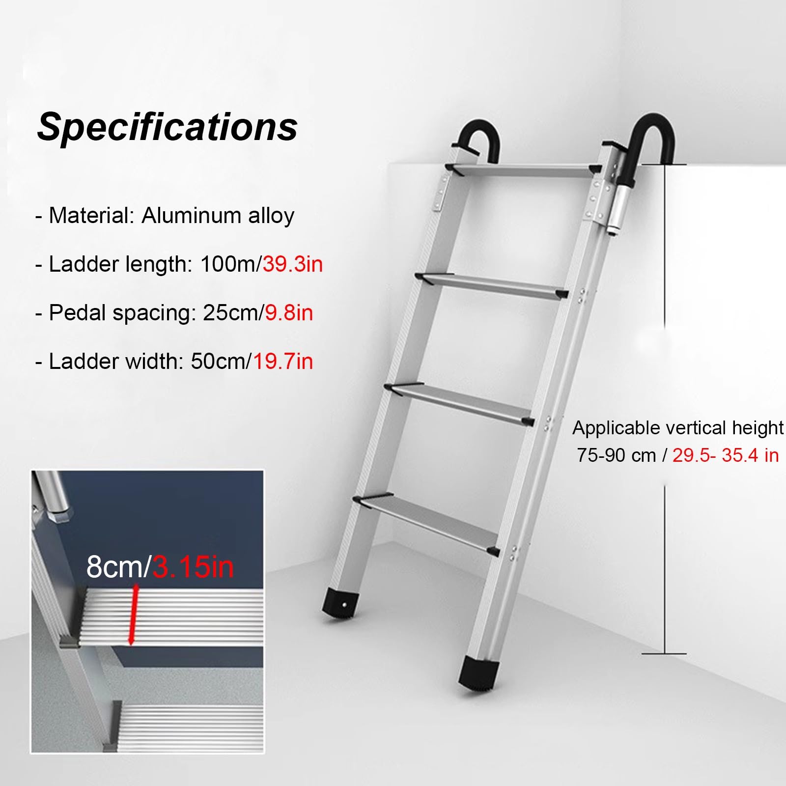 Scala in alluminio resistente con ganci staccabili e pedali antiscivolo per accesso sicuro al bagagliaio e al rimorchio