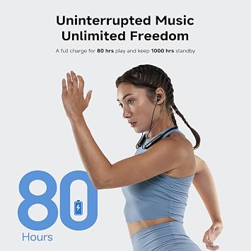 CXK Neckband Bluetooth Headphones, 80Hrs Wireless Headphones with Mic | Neckband Headphones, Bluetooth 5.3 Earbuds, Stereo Bass in-Ear Headsets, IPX6 Waterproof, Neckband Earbud for Sport, Business