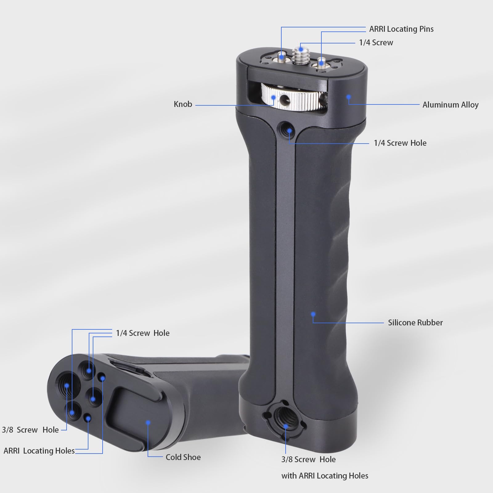LEFTFOTO Uchwyt do uchwytu do DJI Ronin DJI RS2/RSC2/RS3 / RS3 Pro/ RS3 Mini/ZHIYUN WEEBILL-S stabilizator gimbala, rozszerzony silikonowy uchwyt w trybie teczki, z pinami zapobiegającymi skręcaniu