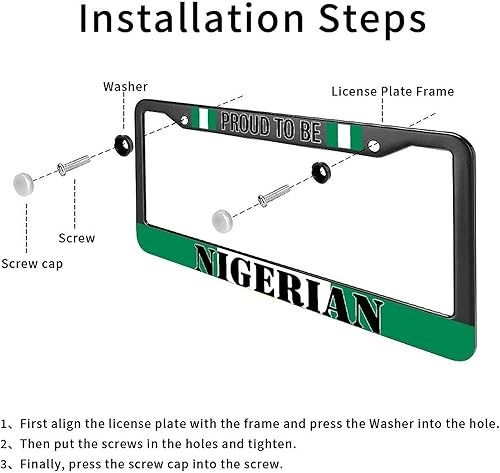Miniatura 3 de Proud to Be - Marco de matrícula de Nigeria con bandera nigeriana, regalo de recuerdo de país, marco decorativo para placa de matrícula frontal de