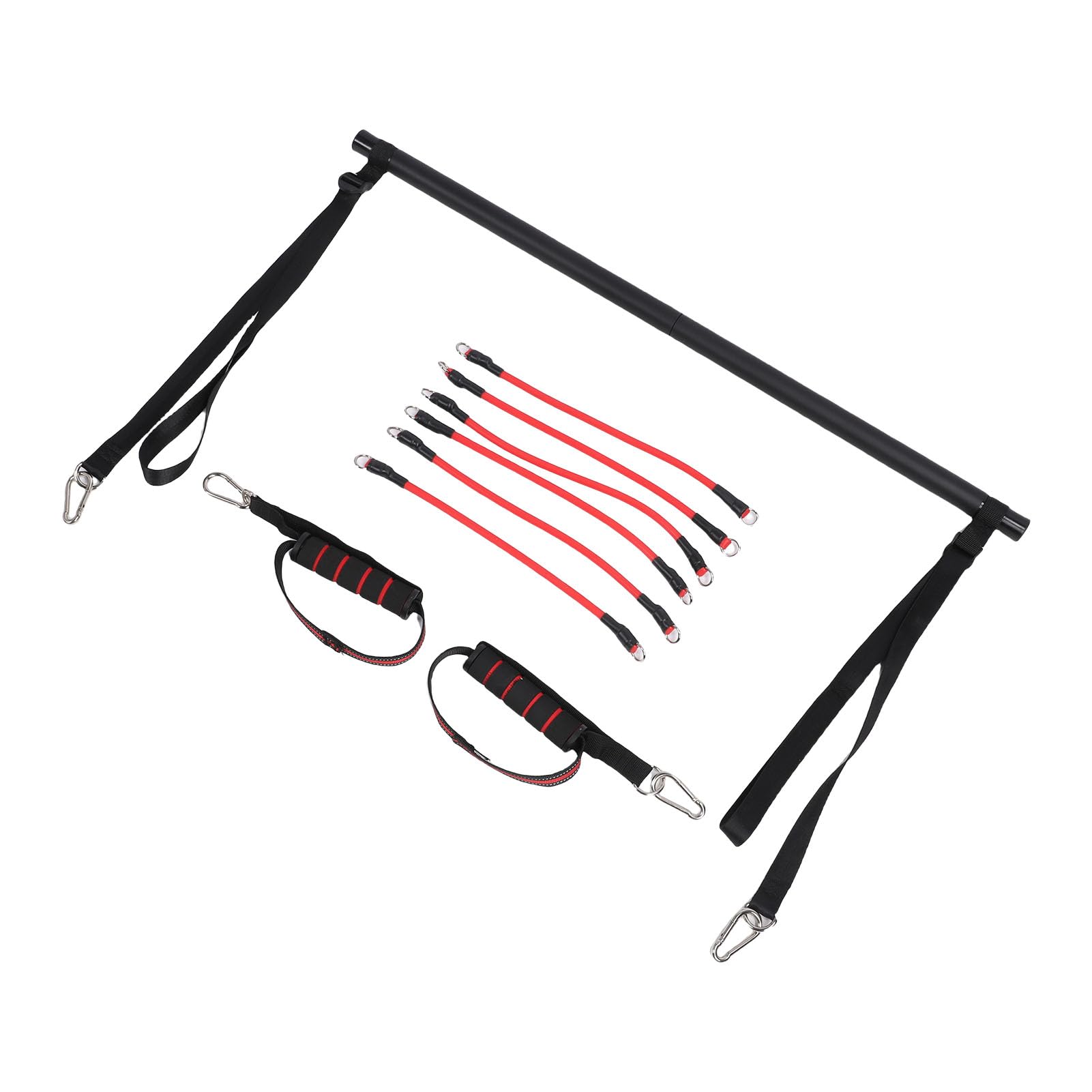 Dilwe - Kit de barra de pilates con 6 bandas de fitness ajustables, barra de tonificación multifuncional para gimnasio en casa, ejercicios de pilates, entrenamiento de fuerza, entrenamiento completo