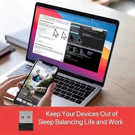 USB Mouse Jiggler - Mouse Mover - Undetectable mouse Jiggler UK - Plug and Play mouse Movement Simulator - Driver-Free USB Device to Prevent Sleep and Keep Computer Awake (Black)
