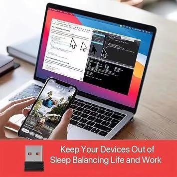 USB Mouse Jiggler - Mouse Mover - Undetectable mouse Jiggler UK - Plug and Play mouse Movement Simulator - Driver-Free USB Device to Prevent Sleep and Keep Computer Awake (Black)