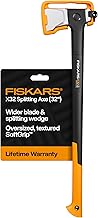 Fiskars X32 Splitting Axe 32", Forged Steel Blade for More One-Strike Splits on Large Logs, Shock-Absorbing FiberComp Handle & Low-Friction Coating for Rust Protection & Easy Removal